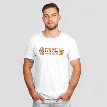 larger problem beer white shirt